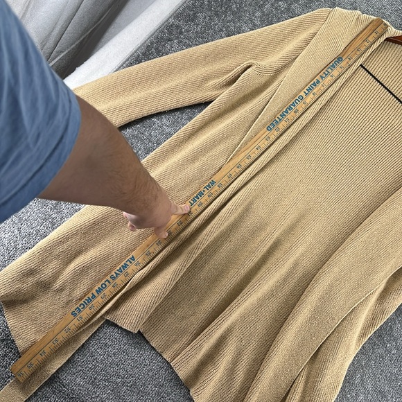 Bcbgmaxazaria Long Sleeve Hooded Cardigan Sweater Tan Womens Size L - Picture 6 of 10